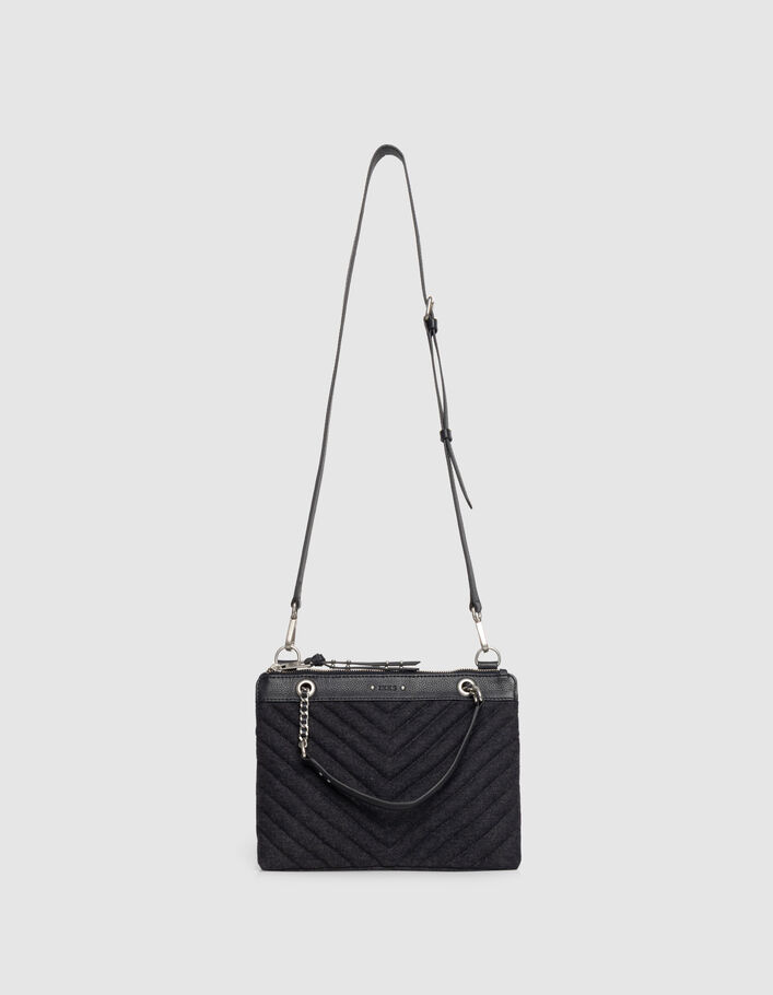 Sac pochette 1440 Reporter marine flanelle et cuir Femme