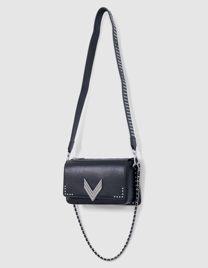 Le 111 BARBETTE noir cuir d&eacute;cor clous Femme