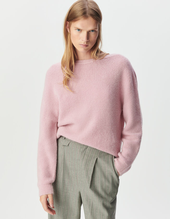 Cardigan rose tricot r&eacute;versible devant/dos Femme