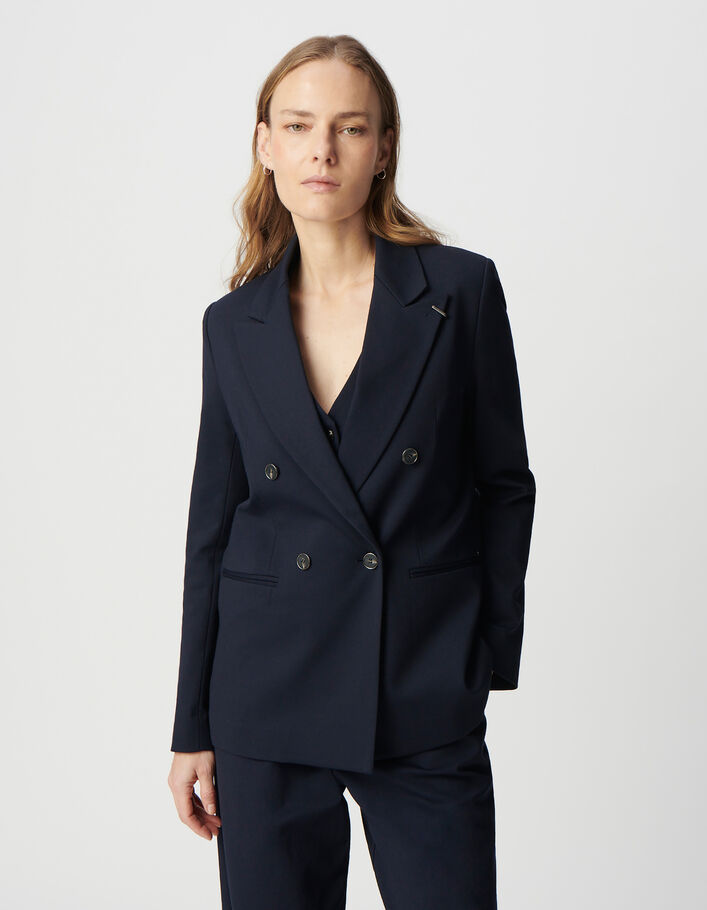Veste de tailleur marine coupe large maille Milano Femme