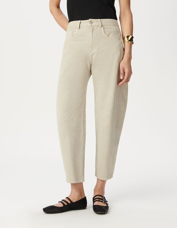 Jean balloon beige Gabrielle Femme