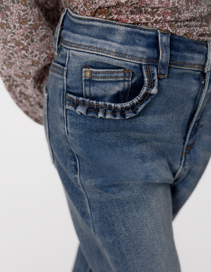 Jean droit bleu poches volant&eacute;es fille