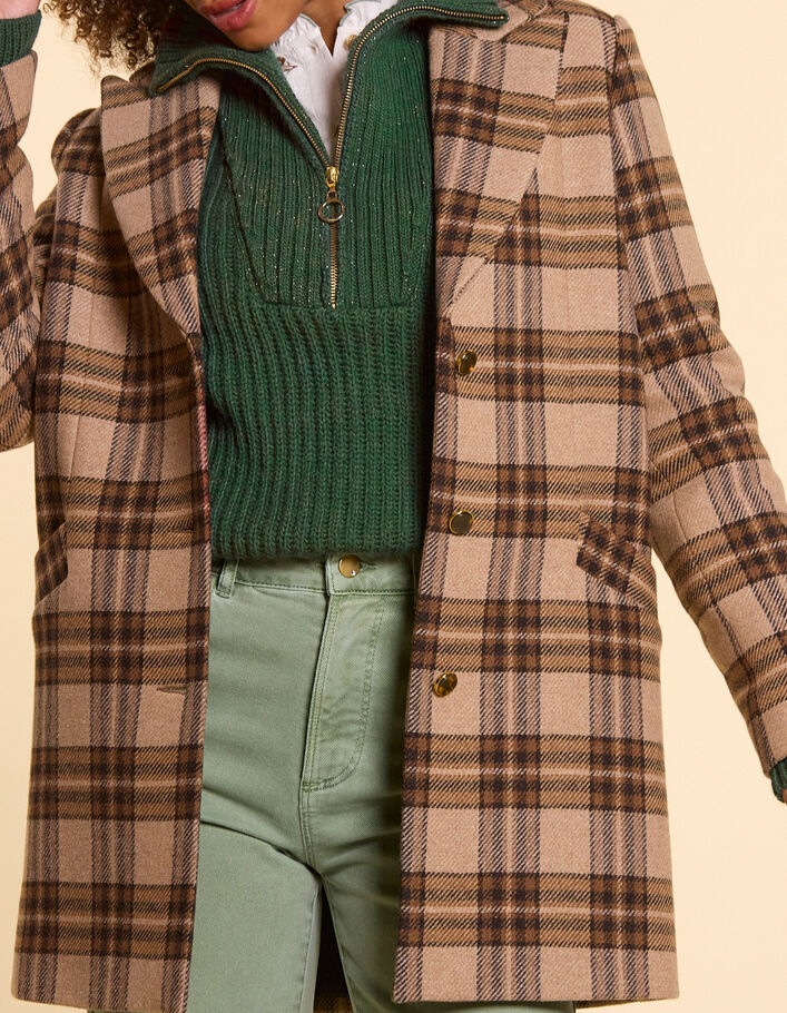 Manteau camel motif carreaux I.Code