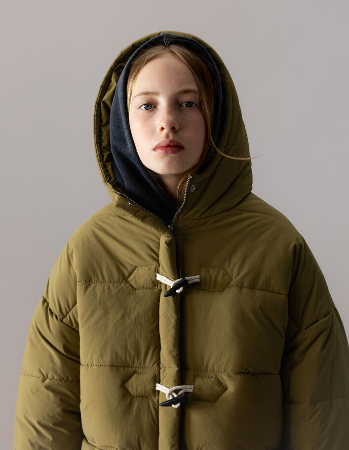 Manteau court kaki matelass&eacute; fille