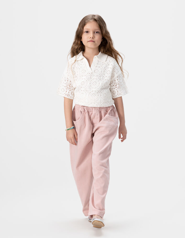 Jean balloon rose taille &eacute;lastiqu&eacute;e fille