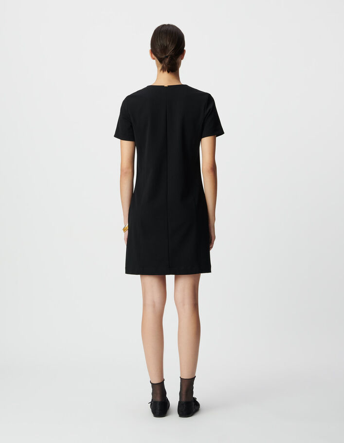 Robe courte noire boutonn&eacute;e devant Femme