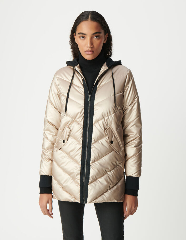 Sous-doudoune gold capuche molleton noir Femme