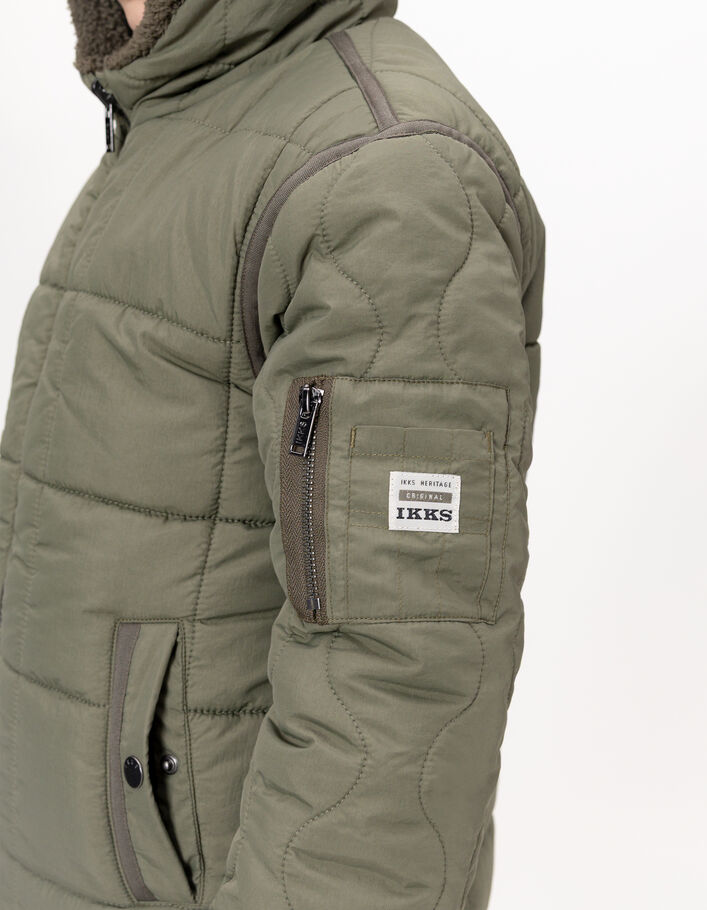 Doudoune r&eacute;versible kaki matelass&eacute;e et sherpa gar&ccedil;on