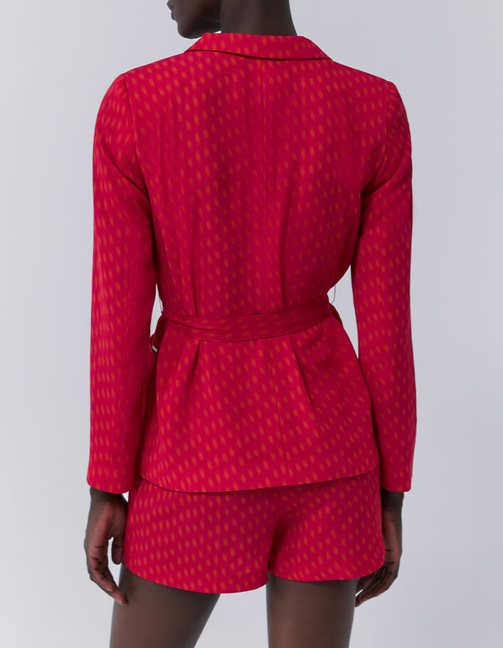 Veste de tailleur ceintur&eacute;e imprim&eacute; fuschia femme