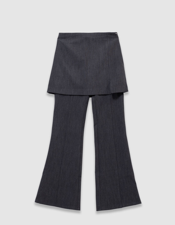 Pantalon flare 2-en-1 gris avec jupe amovible fille