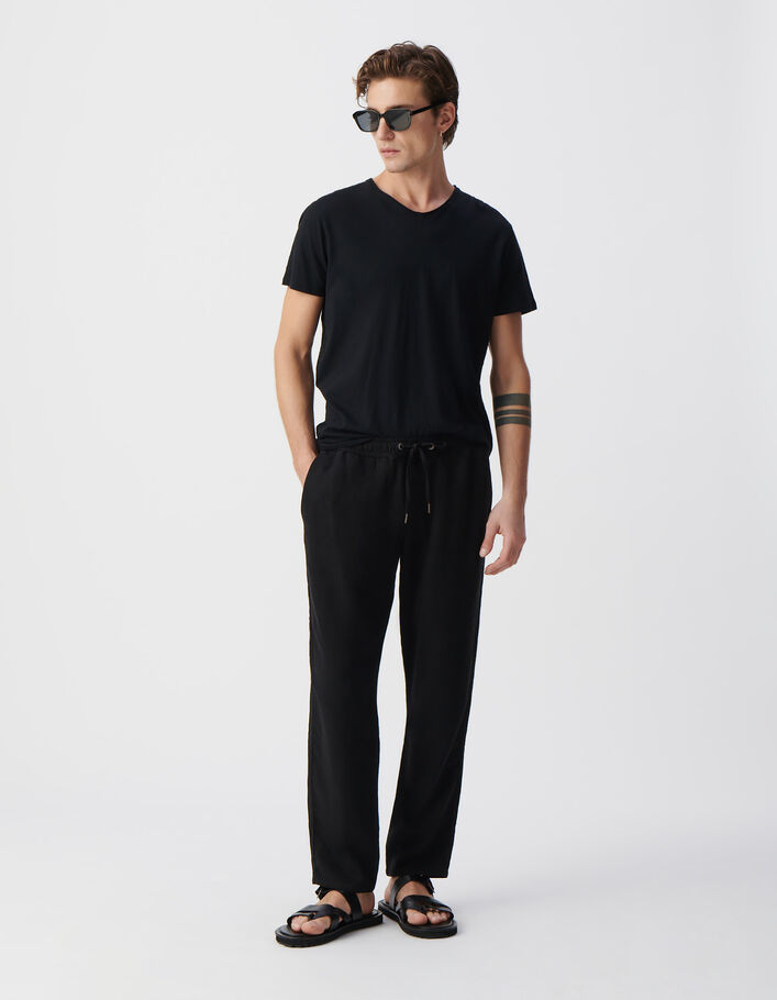 T-shirt L'Essentiel noir col V Homme