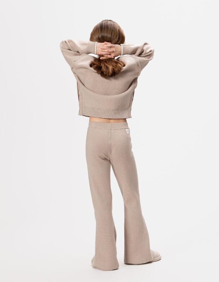 Pantalon flare beige tricot fille