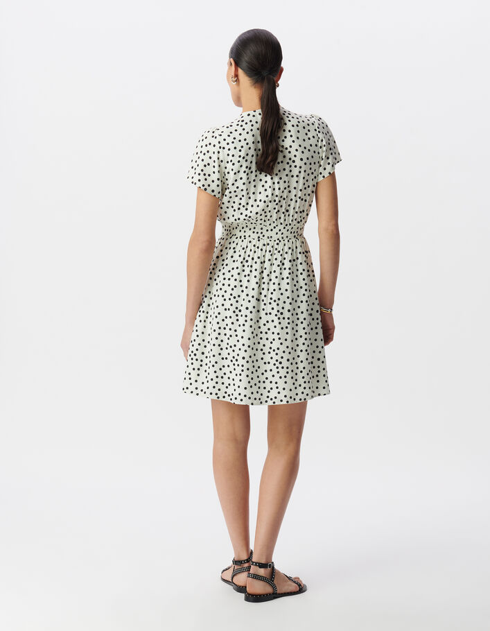 Robe blanche imprim&eacute; pois Femme