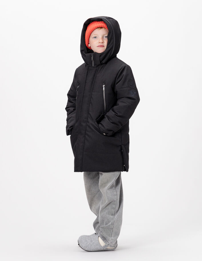 Parka noire matelass&eacute;e zip capuche gar&ccedil;on