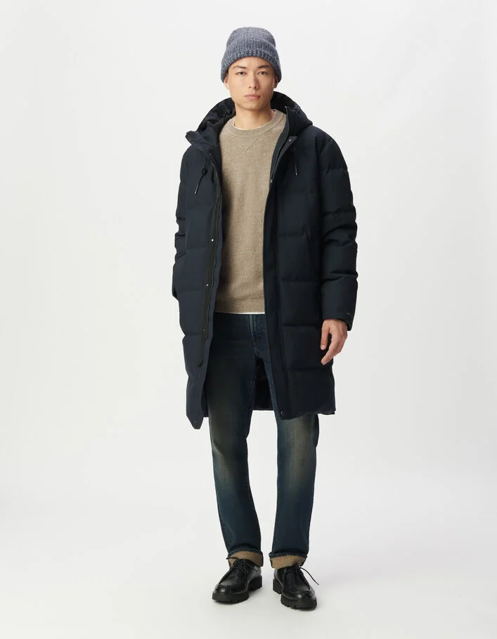 Doudoune longue marine matelass&eacute;e WATERPROOF Homme