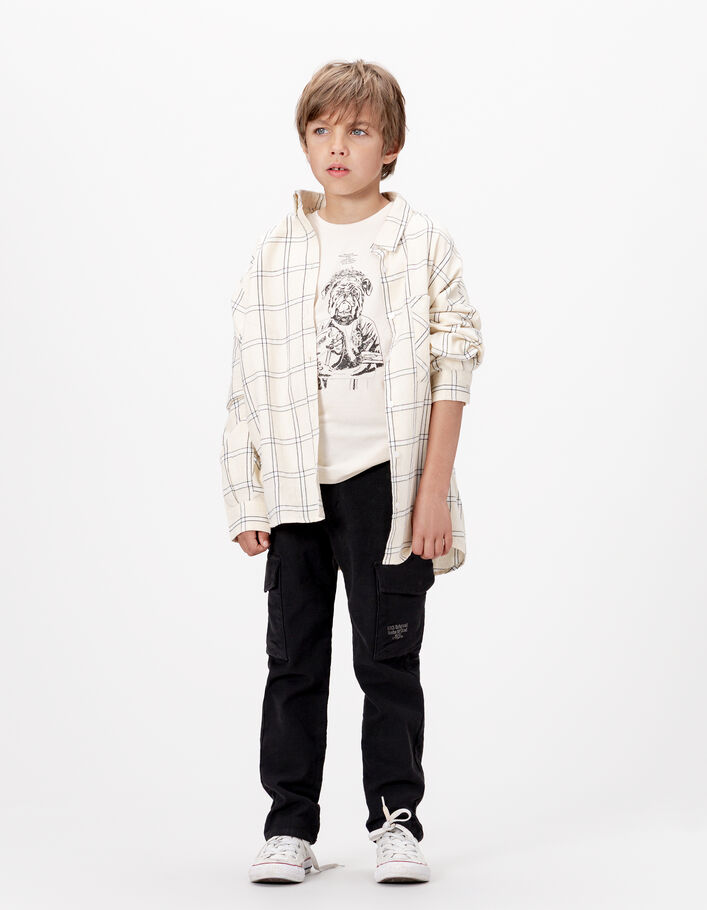 T-shirt blanc coton bio visuel chien gar&ccedil;on