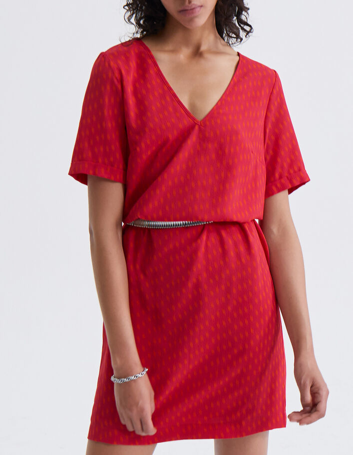 Robe droite imprim&eacute; fushia femme
