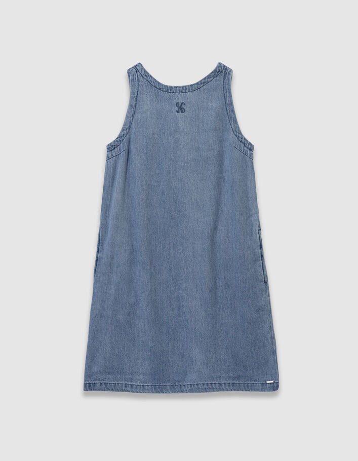 Robe chasuble en jean bleu fille