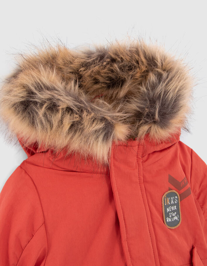 Parka orange fourr&eacute;e print dos b&eacute;b&eacute; gar&ccedil;on