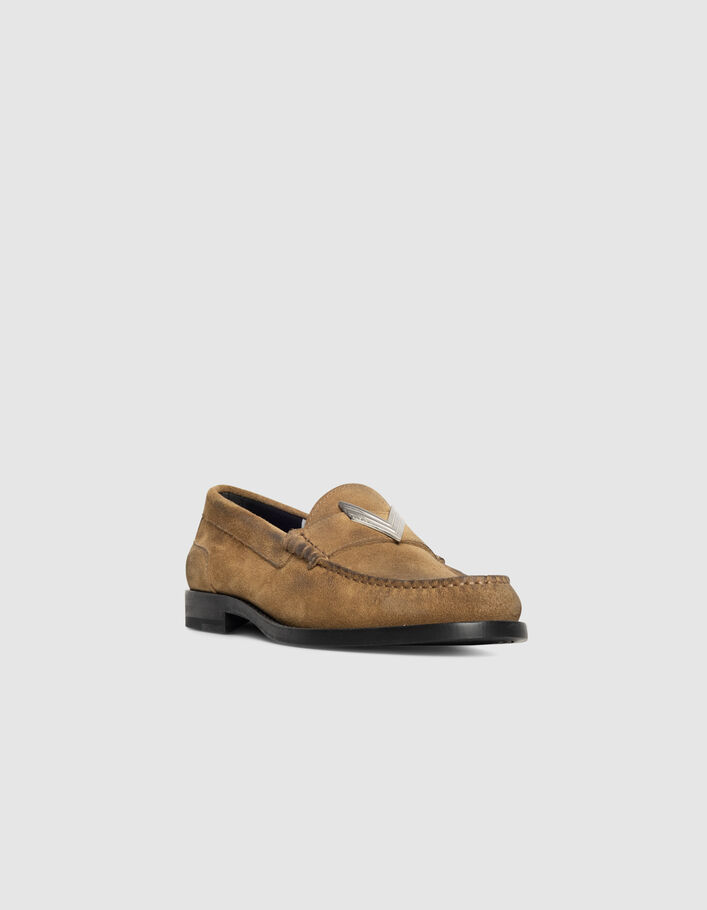 Mocassins camel cuir velours Femme