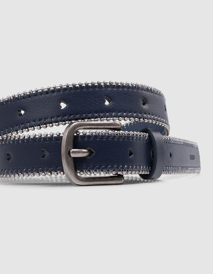 Ceinture marine ajour&eacute;e c&oelig;urs et microbilles fille