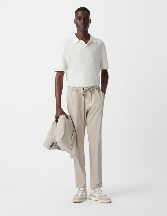 Polo craie en tricot flamm&eacute; Homme