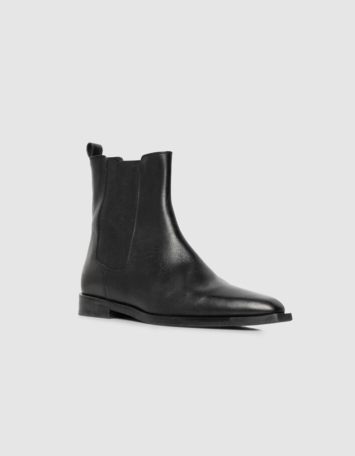 Chelsea boots noires cuir bouts pointus Femme
