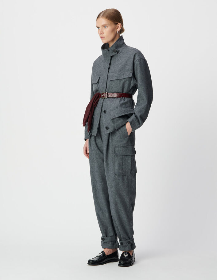 Pantalon battle gris flanelle Femme