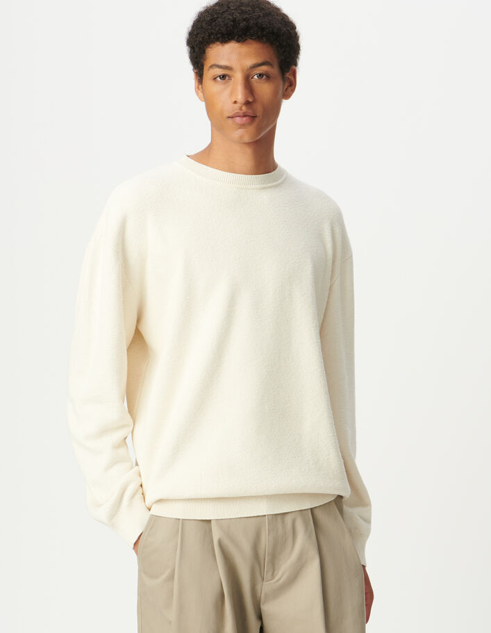 Sweat &eacute;cru maille int&eacute;rieure bouclette Homme