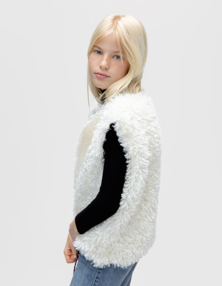 Cardigan &agrave; capuche 2-en-1 &eacute;cru et gilet sans manches fille