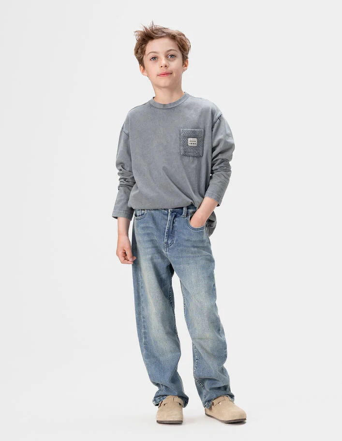 Jean baggy bleu d&eacute;lavage dirty gar&ccedil;on