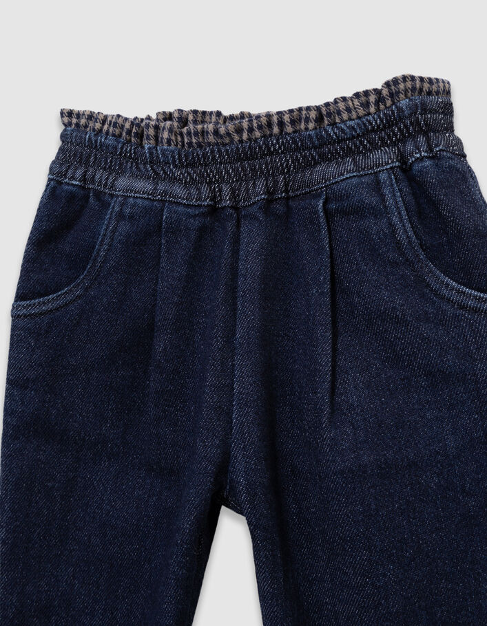 Jean marine ceinture motif pied-de-poule b&eacute;b&eacute; fille