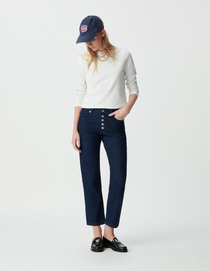 Jean droit brut boutons apparents Janis Femme