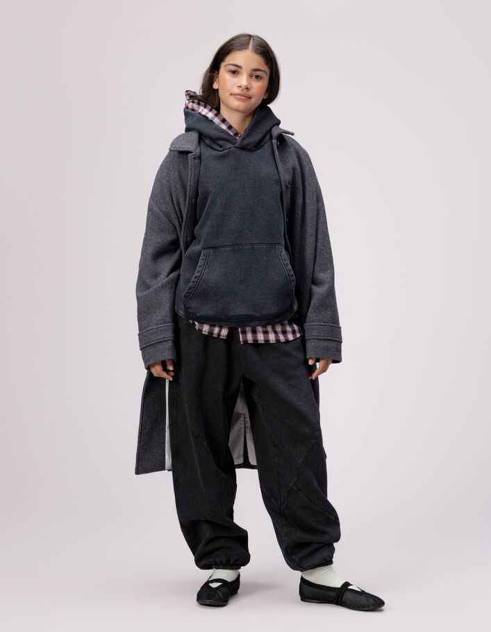 Manteau long gris fille