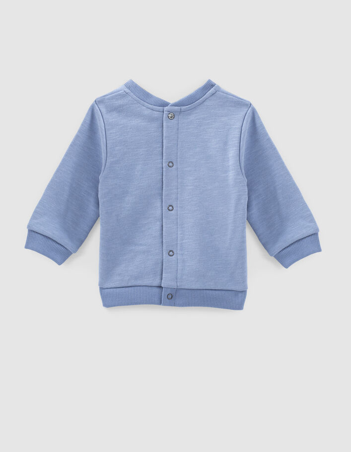 Sweat bleu moyen brod&eacute; &eacute;clair en molleton bio b&eacute;b&eacute;