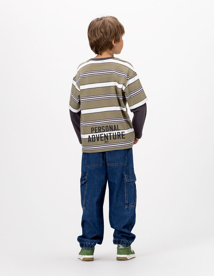 T-shirt trompe-l'oeil manches grises coton bio gar&ccedil;on