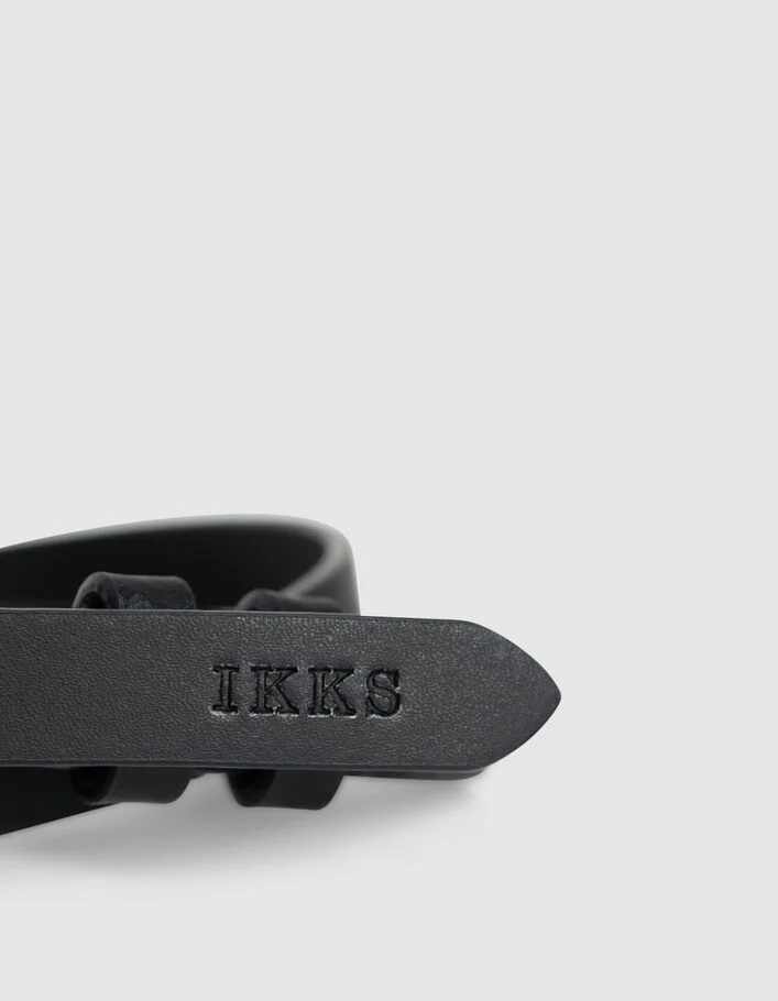 Ceinture fine marine cuir maxi boucle Femme