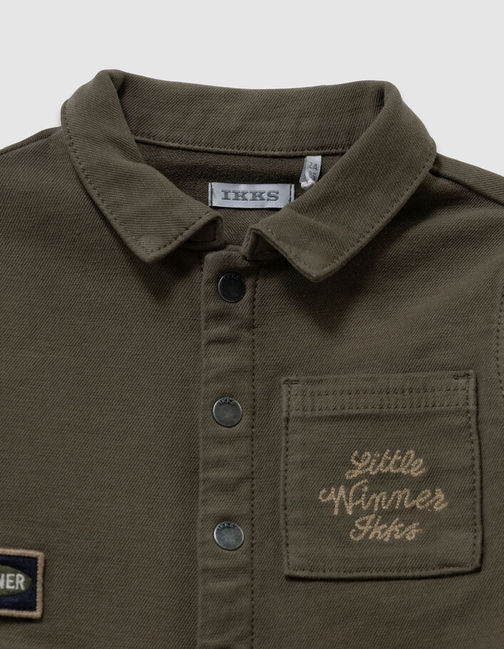 Combinaison kaki badges et broderie b&eacute;b&eacute; gar&ccedil;on