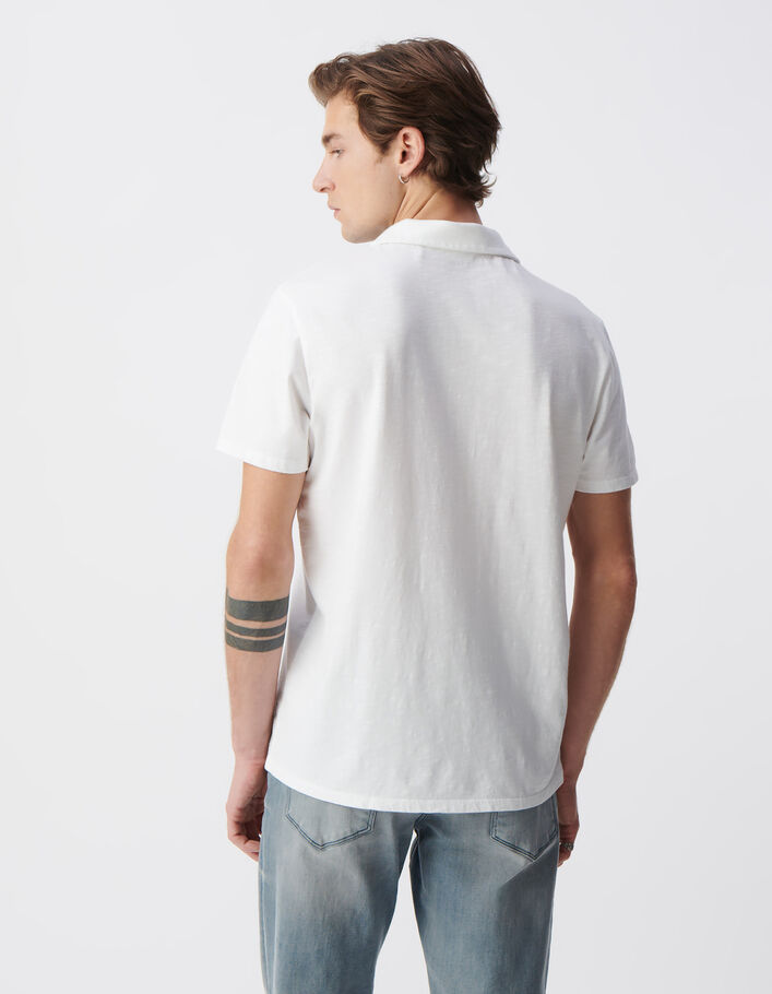 Polo blanc L'Essentiel coton bio flamm&eacute; Homme