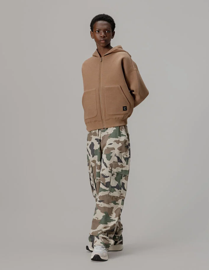 Pantalon battle beige motif camouflage gar&ccedil;on