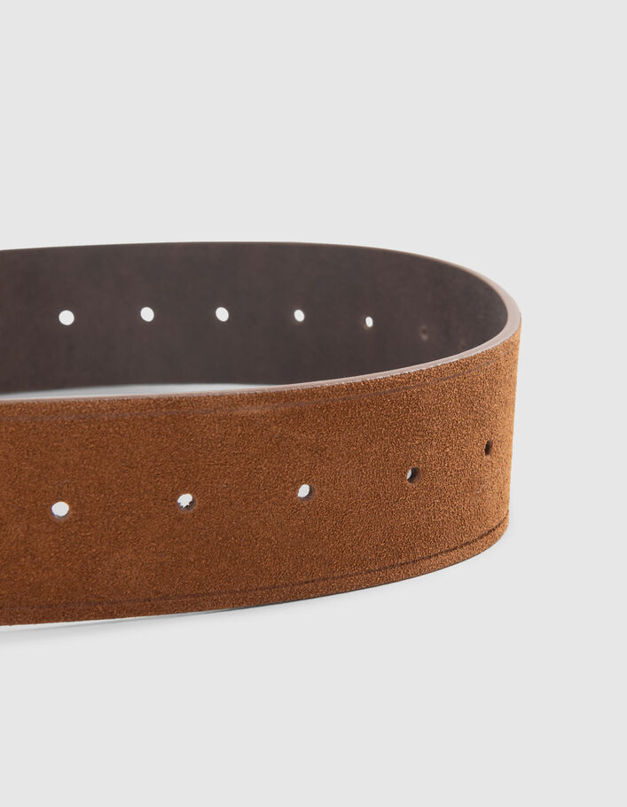 Ceinture robe cuir velours camel boucle ronde Femme