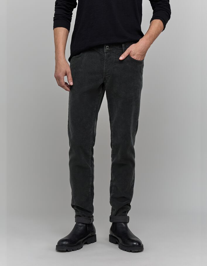 Pantalon SLIM bitume velours c&ocirc;tel&eacute; Homme