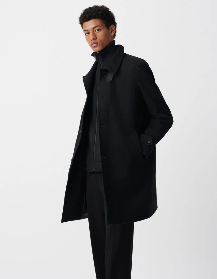 Trench noir avec parementure amovible Homme