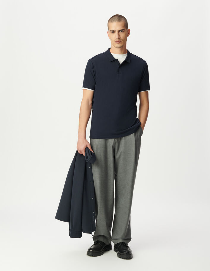 Polo bleu marine en coton modal Homme
