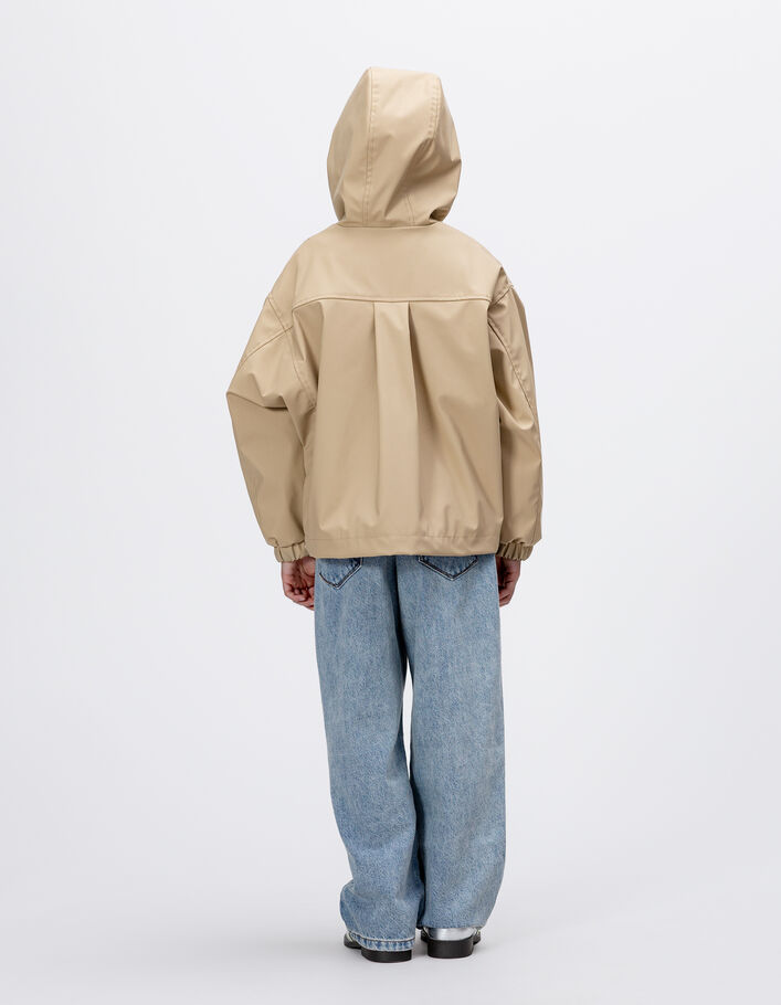 Parka &agrave; capuche beige int&eacute;rieur &eacute;cru fille