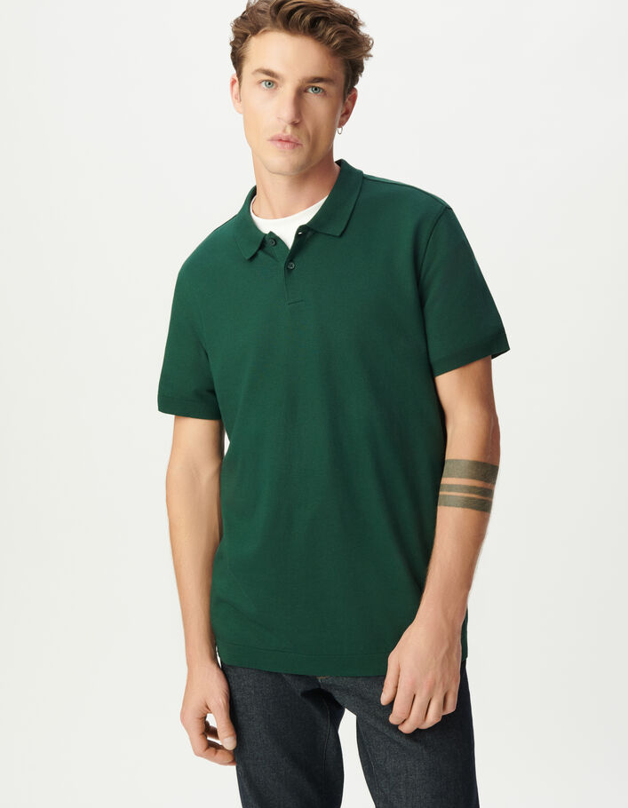 Polo vert coton modal manches courtes Homme