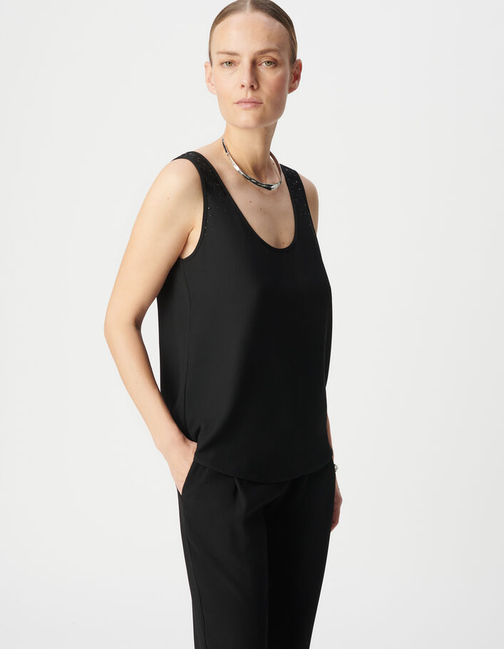 D&eacute;bardeur noir d&eacute;cor clous r&eacute;versible devant/dos Femme