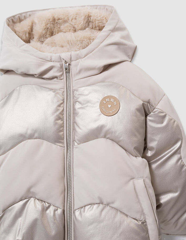 Doudoune dor&eacute;e et beige fourr&eacute;e fille