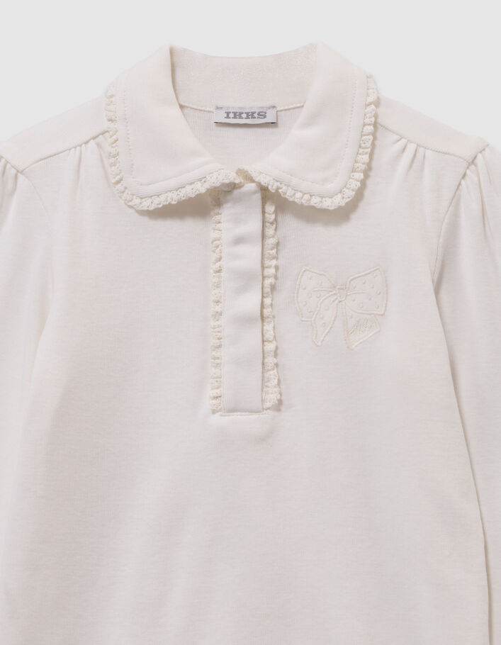 T-shirt &eacute;cru noeud brod&eacute; d&eacute;tails dentelle fille