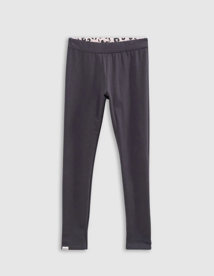 Leggings r&eacute;versible coton bio rose et l&eacute;opard fille